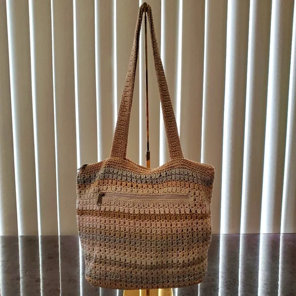 The Sak Hand Crochet Tan Shopping Tote Bag - Picture 2 of 10